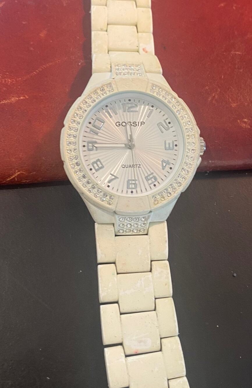 Women's 42mm Gossip Watch, Resin Covered Metal Band, Crystal Accents